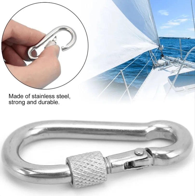 Pair Of 50Mm Stainless Steel Carabiner Spring Hook Sd-30780