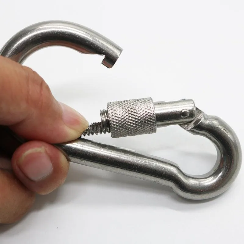 Pair Of 50Mm Stainless Steel Carabiner Spring Hook Sd-30780