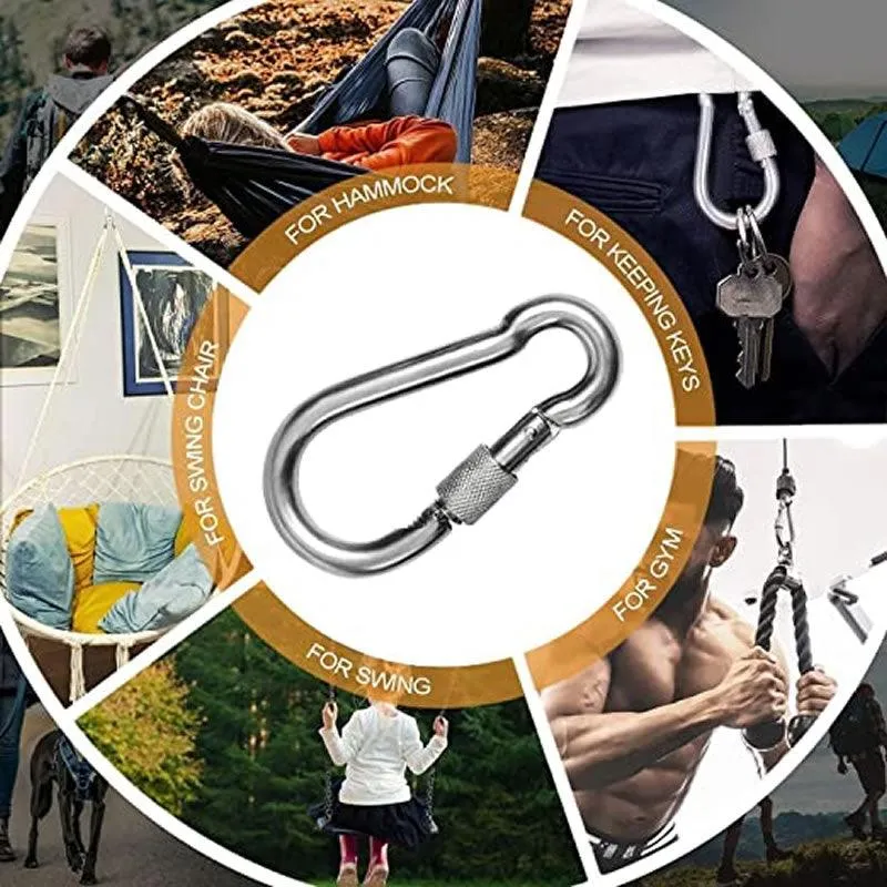 Pair Of 50Mm Stainless Steel Carabiner Spring Hook Sd-30780