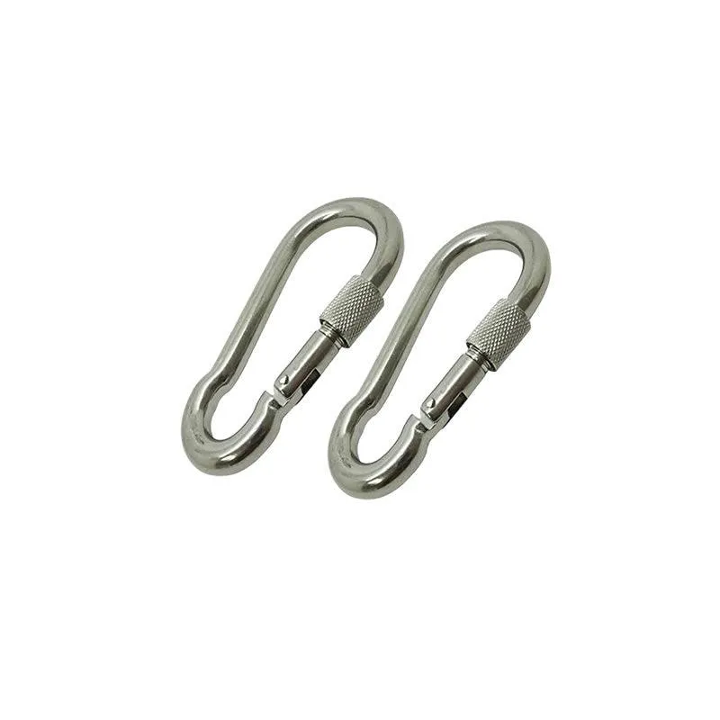 Pair Of 50Mm Stainless Steel Carabiner Spring Hook Sd-30780