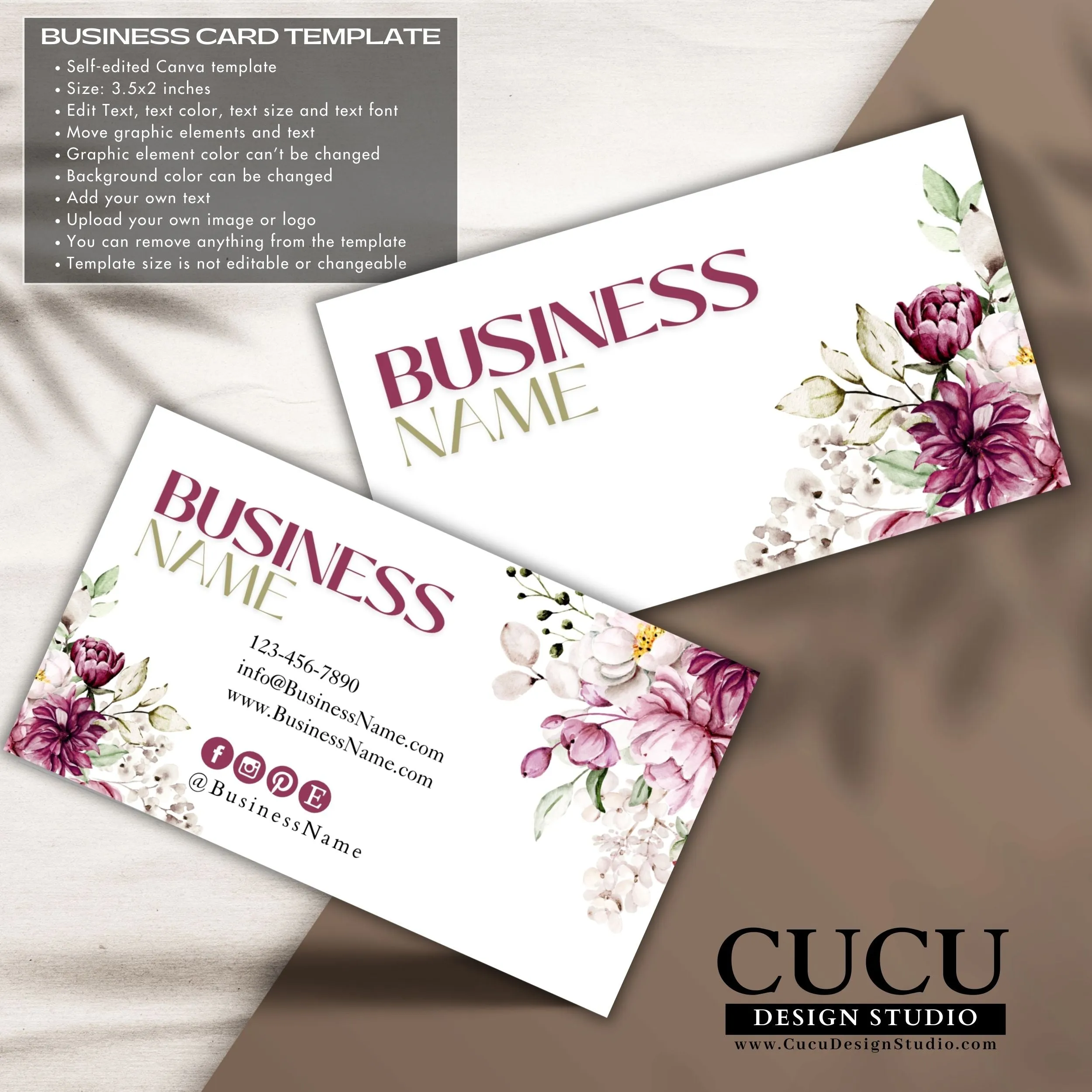Pink Floral Business Bundle | Price List | Business Card | Thank You Card | Stickers
