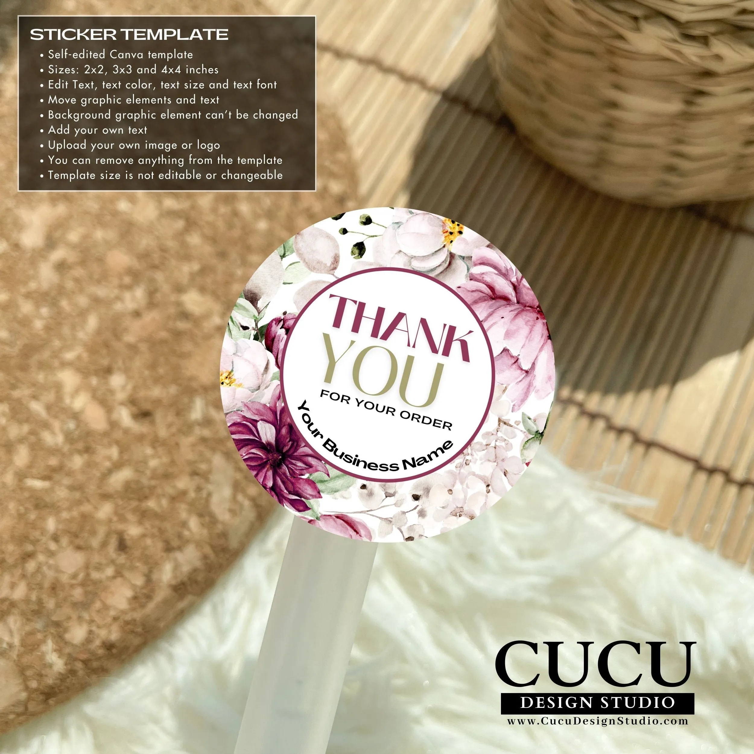 Pink Floral Business Bundle | Price List | Business Card | Thank You Card | Stickers