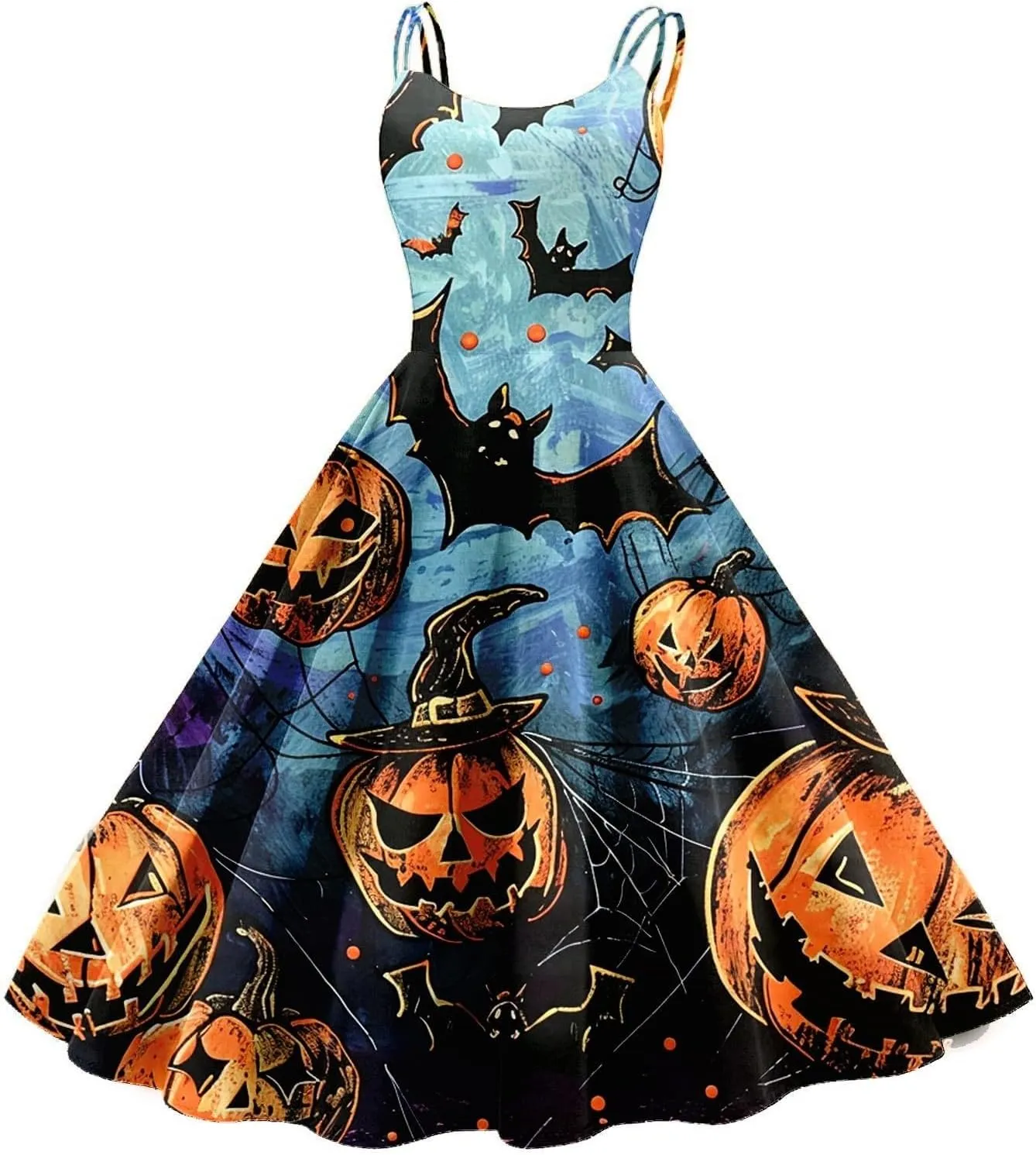 Plus Size Halloween Dress 2024 Sling Bloody Dresses V Neck Spaghetti Strap Flowy Dresses A Line Swing Party Dress