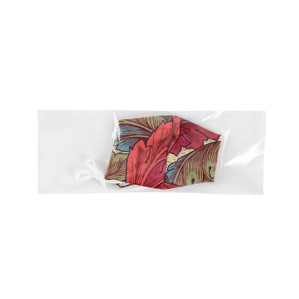 Red & Burgundy Floral Face Mask with Adjustable Elastic Ear Loops