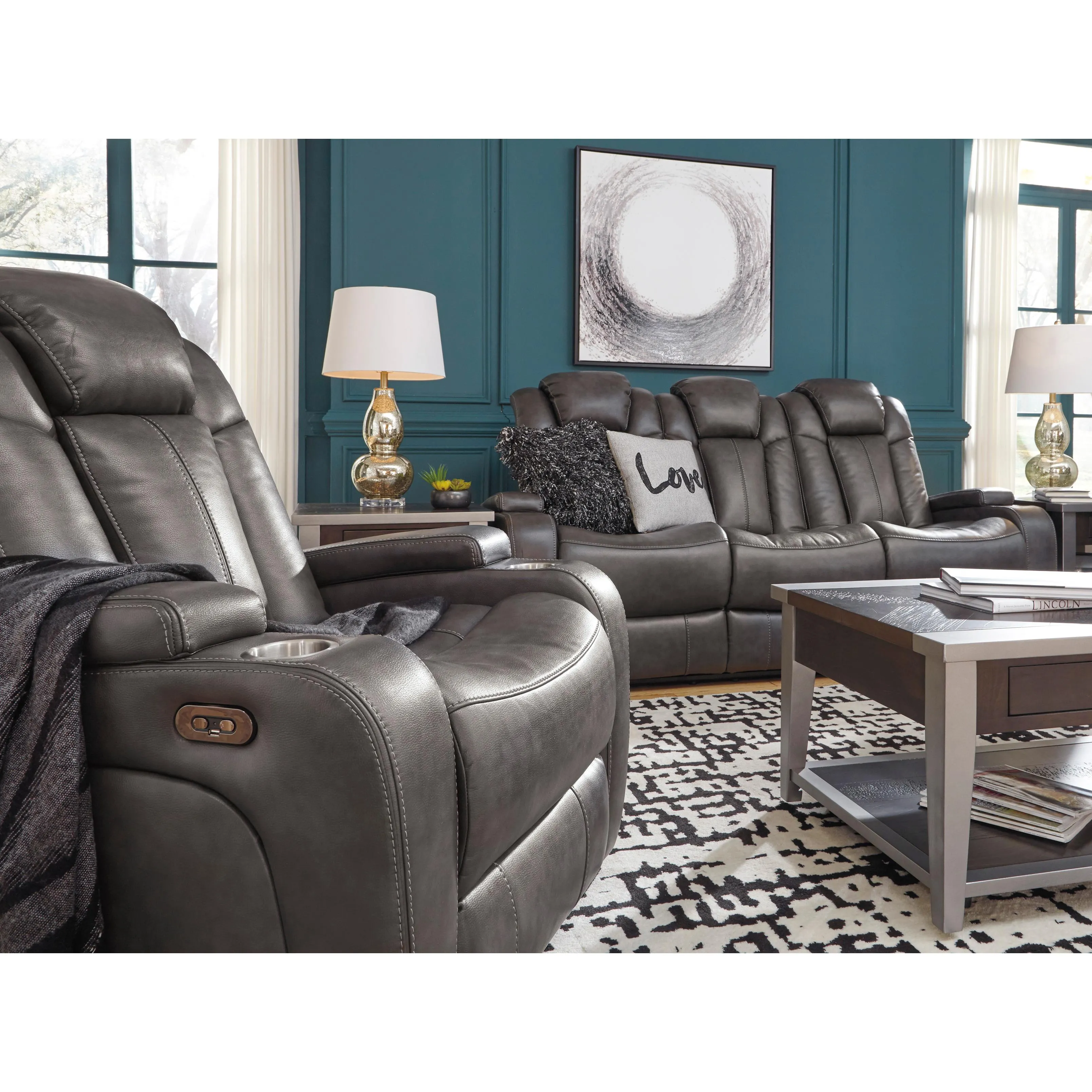 Signature Design by Ashley Turbulance Power Leather Look Recliner 8500113C