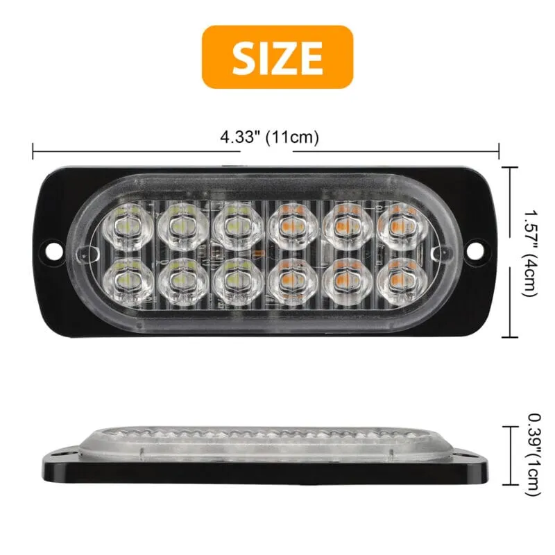 SMAXPro™ 4x 12LED Strobe Light Bars - Amber/White, Warning Hazard, Flashing Beacon