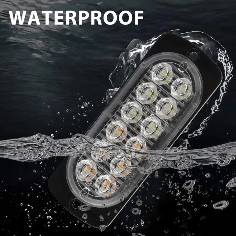 SMAXPro™ 4x 12LED Strobe Light Bars - Amber/White, Warning Hazard, Flashing Beacon