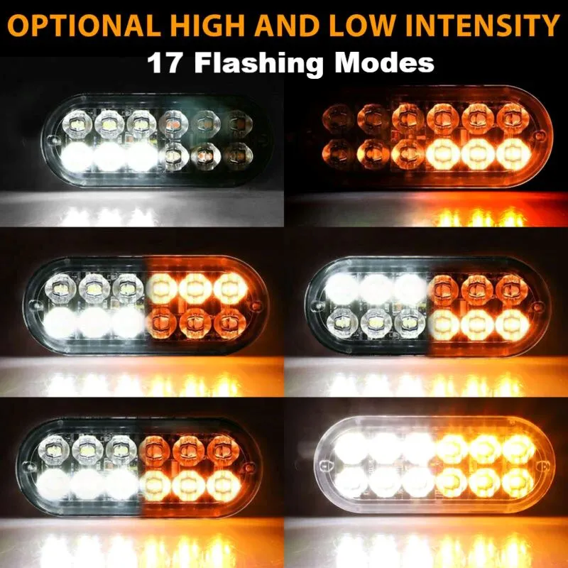 SMAXPro™ 4x 12LED Strobe Light Bars - Amber/White, Warning Hazard, Flashing Beacon