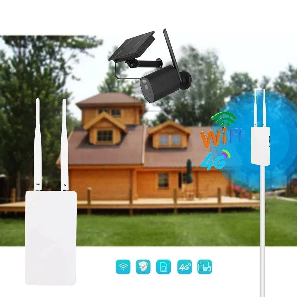 Solar Panel Powered Outdoor 4G LTE CPE Router Kit CAT4 2.4G Wifi Waterproof 3G 4G SIM Card Solar Router System