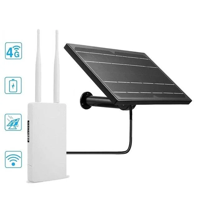 Solar Panel Powered Outdoor 4G LTE CPE Router Kit CAT4 2.4G Wifi Waterproof 3G 4G SIM Card Solar Router System