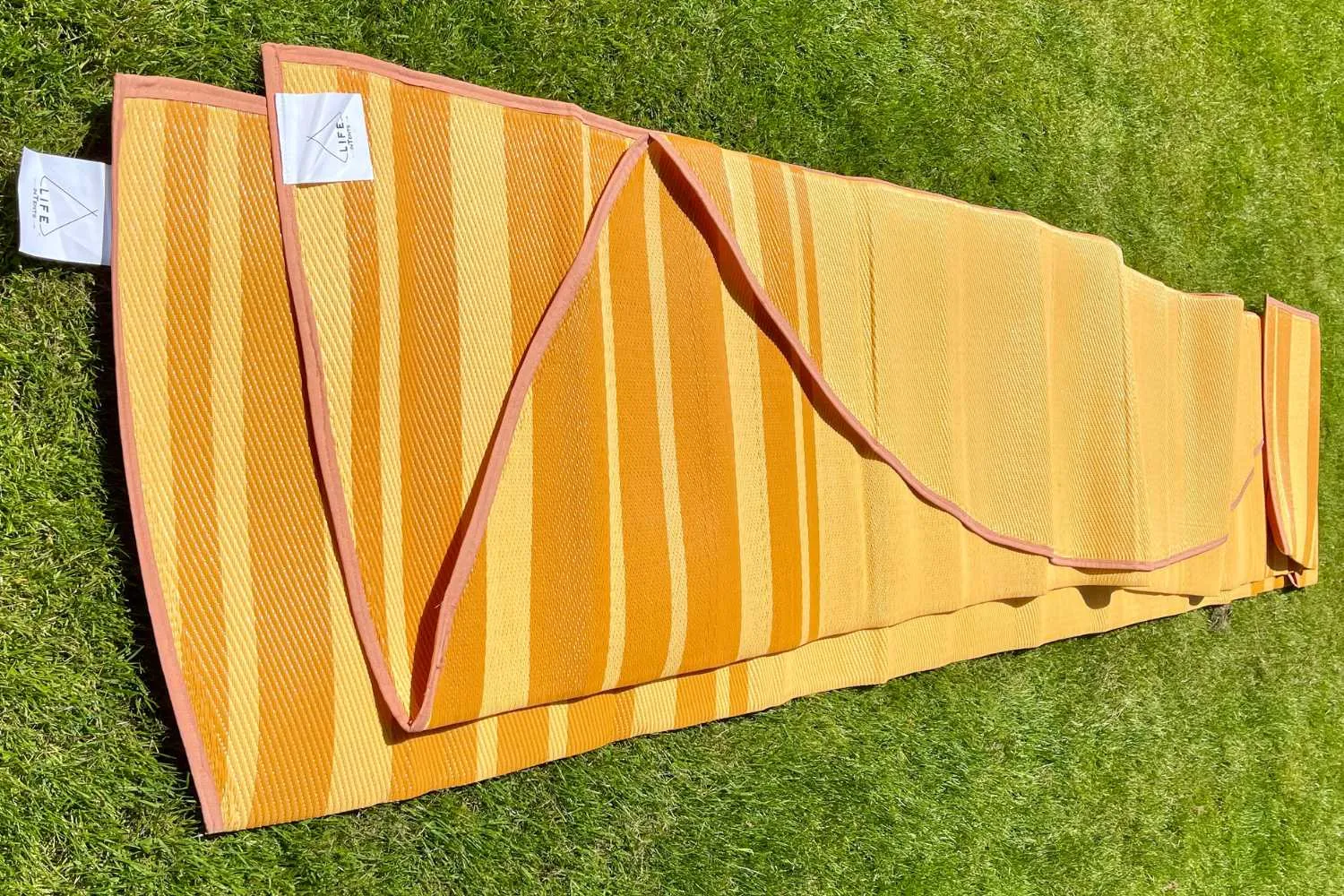 Striped Bell Tent Floor Matting | Citrus Tones | 16' (5M)