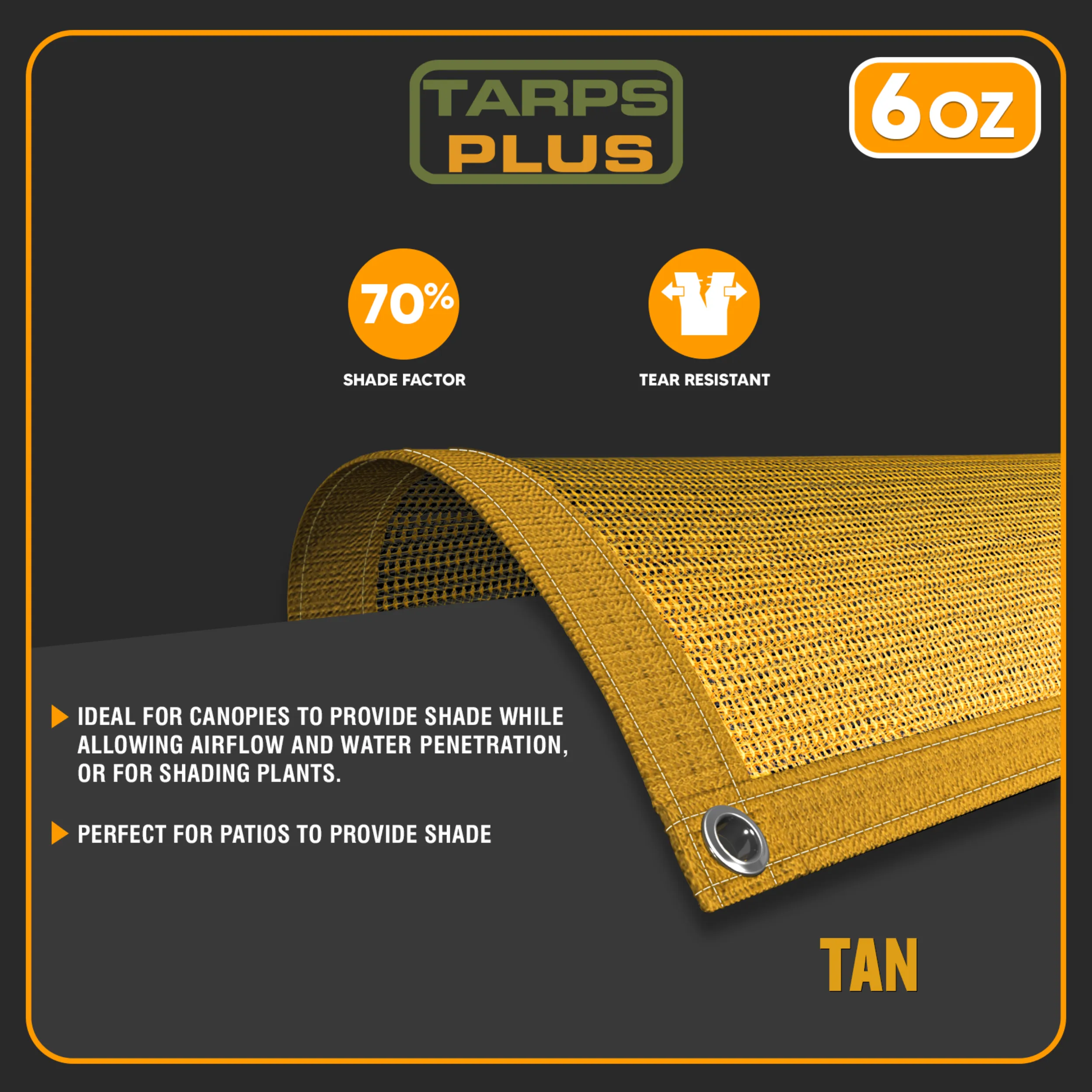 Tan Mesh Tarp 20' x 20'