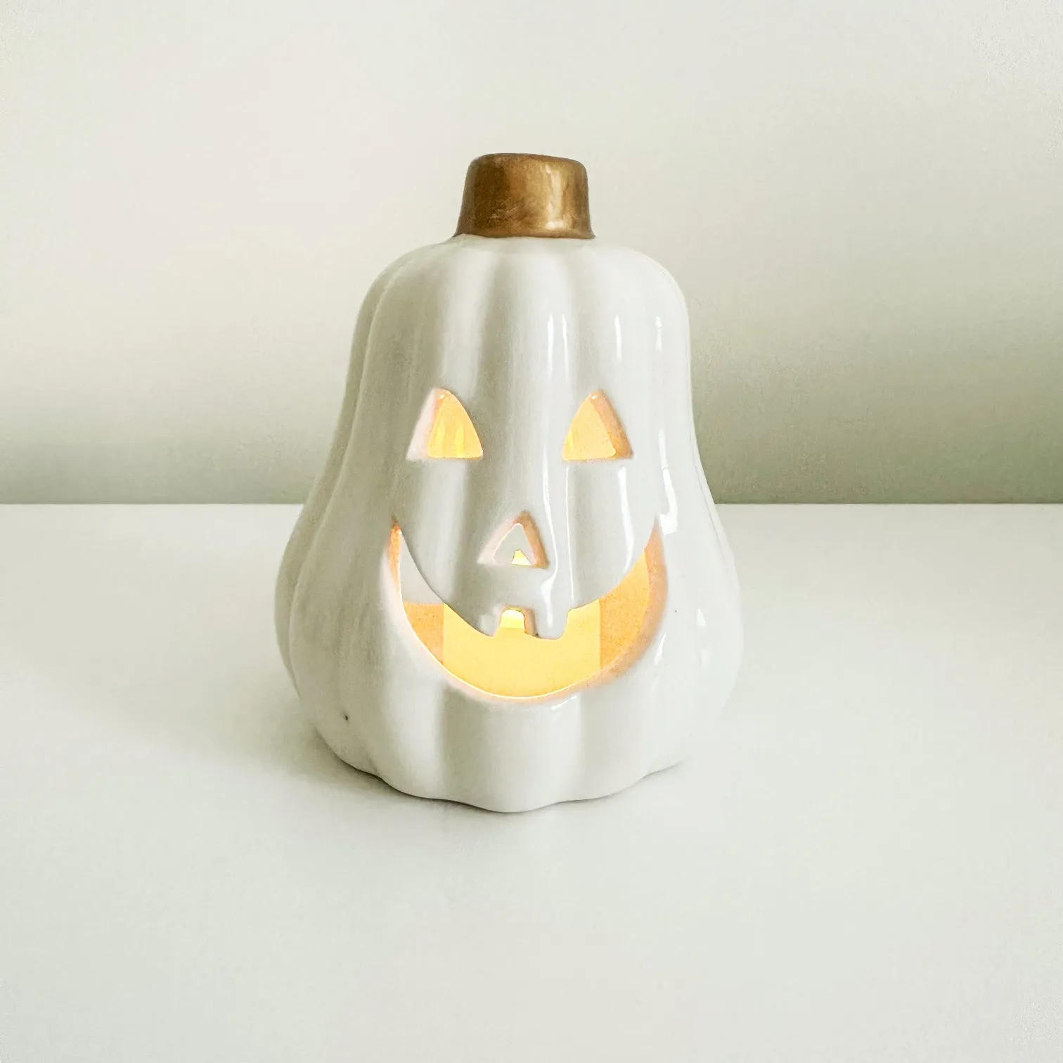 White Pumpkin Votive Lantern