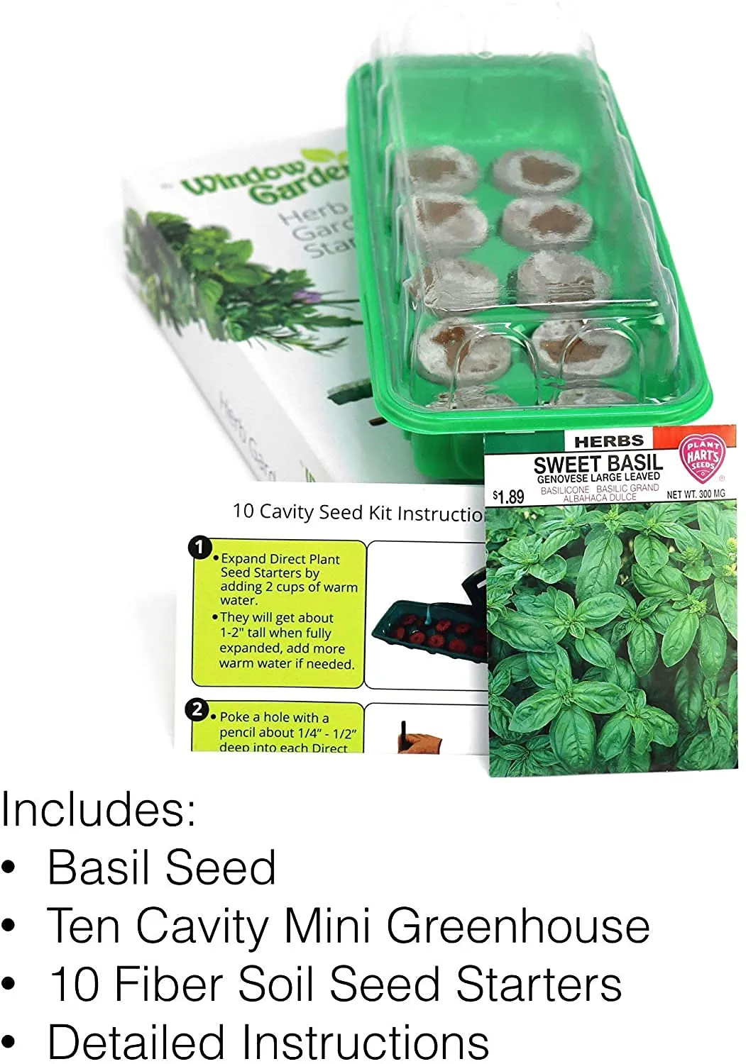 Window Garden - Basil Herb Kit - Grow Your Own Food. Germinate Seeds on Your Windowsill