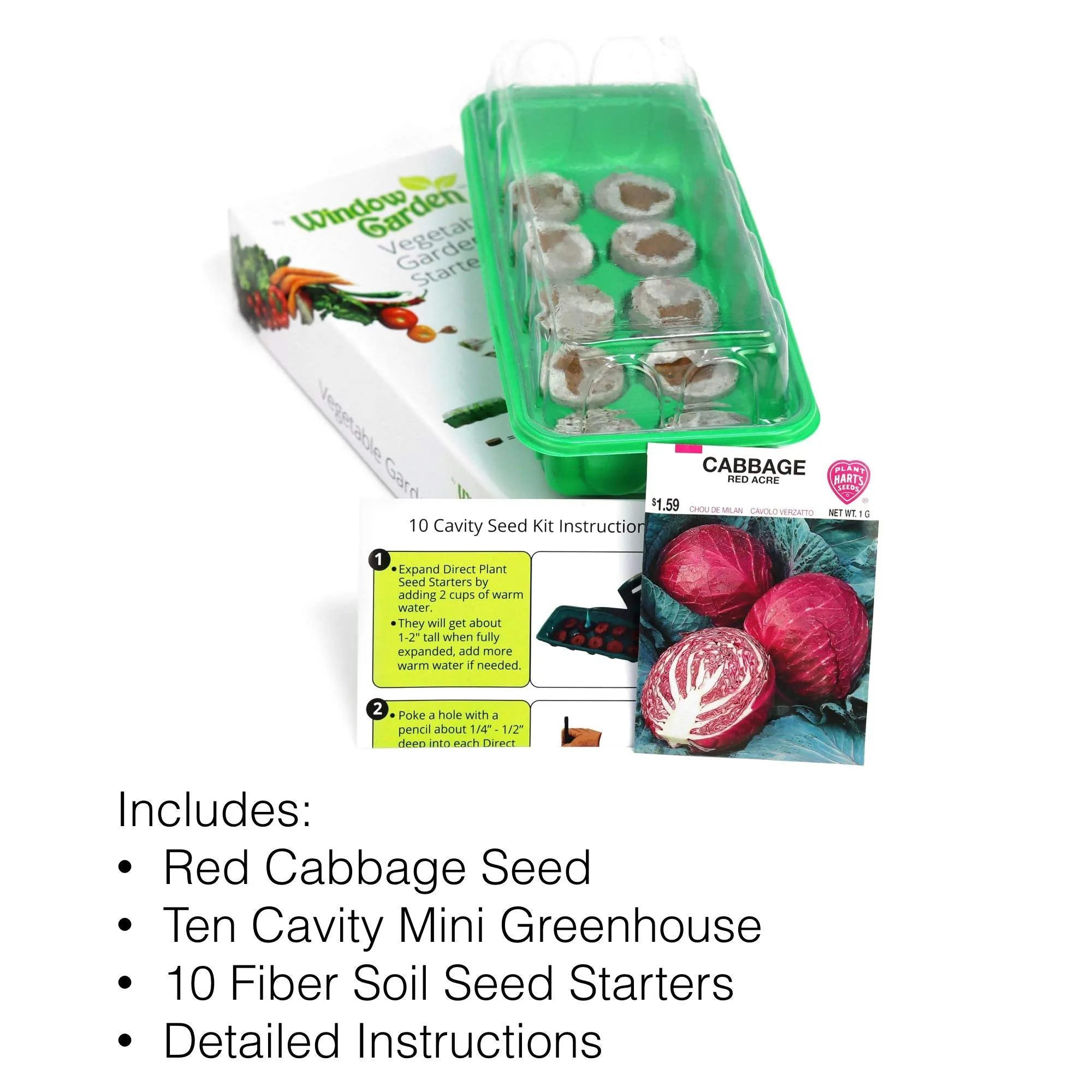 Window Garden - Red Cabbage Vegetable Starter Kit - Grow Your Own Food. Germinate Seeds